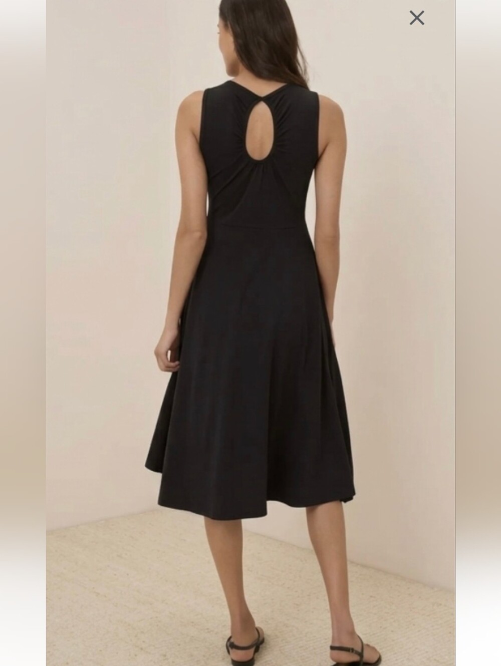 Pact Organic Cotton Keyhole Cutout Fit Flare Sleeveless Dress Black S Small